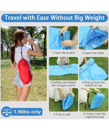 DERJLY Inflatable Lounger Inflatable Couch with Side Pockets and Matching Bag 75x27x20 inch Waterproof Anti-Leak and Portable Inflatable Chair for Traveling Camping Beach Parties Music Festivals Green - Buy Online on GoSupps.com