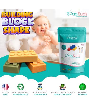 SOAP SUDS Kids 2-in-1 Shampoo & Bodywash - Frooty Tooty Scented Bar | No Artificial Ingredients | Easy Grip Building Block | 2 Pack | Made in USA - Buy Online on GoSupps.com