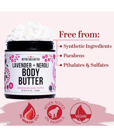 Organic Lavender Neroli Whipped Body Butter - 8 oz | Moisturizing Shea Butter for Dry Skin | Paraben-Free, Non-Greasy Formula for Women - Buy Online on GoSupps.com