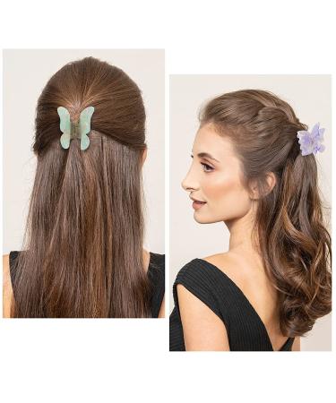 Jakeni Medium Claw Butterfly Hair Clips for Women and Girls - 4 Pack Celluloid Leopard Print Hair Claw Clips (Color B) - Buy Online on GoSupps.com