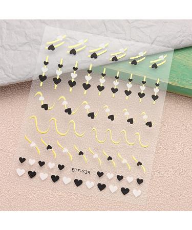 JMEOWIO 9 Sheets Heart Line Flower Nail Art Stickers Decals Self-Adhesive Colorful Nail Supplies Nail Art Design Decoration Accessories - Buy Online on GoSupps.com