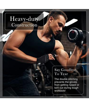 RIMSports Breathable Workout Gloves for Men and Women - Leather Palm, Padded Thumb - Ideal for Gym, Weightlifting, Cycling, Rowing - Black, Medium - Buy Online on GoSupps.com