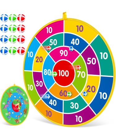 IJO Double Sided Dart Board 29 inch with 12 Sticky Balls-Boys Girls Toys-Indoor/Outdoor Target Game-Party Games for 3 4 5 6 7 8 9 10 11 12 Years Old Boys Girls Childrens