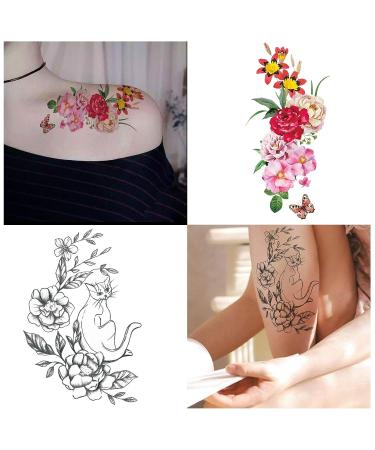 Yazhiji Large Waterproof Temporary Tattoos | Flowers Collection | 15 Sheets | Men Women | 19x9 CM - Buy Online on GoSupps.com