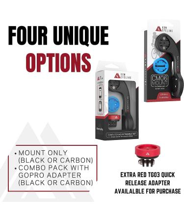 KOM Cycling CM06 Quick Release GoPro Computer Mount for Wahoo and Garmin Bike Computers - Edge 1030, Elemnt Roam Compatible - Carbon Combo Kit with GoPro Adapter - Buy Online on GoSupps.com