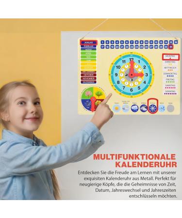 ewtshop Colorful Metal Learning Clock - Date Time & Seasons Educational Board - Buy Online on GoSupps.com