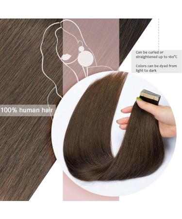 Buy Hotlulana Dark Brown Tape Extensions | 24-Inch Real Hair 20 Pcs | 100% Natural Invisible Skin Weft - Buy Online on GoSupps.com