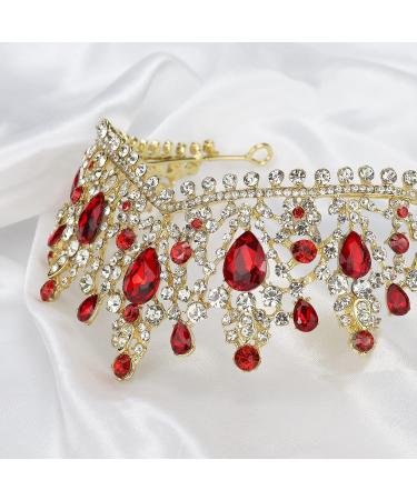 NODG Red Crystal Crown for Women - Princess Queen Vintage Tiara for Birthday, Wedding, Prom - Bridal Hair Accessory for Girls and Adults - Buy Online on GoSupps.com