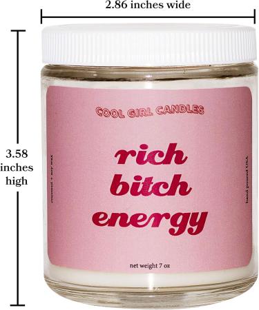 Cool Girl Candles | Rich Bitch Energy Fig + Honey | All Natural Coconut Soy Wax | Strong Scented Clean Burning Candles | Funny Gifts for Home Fragrance | 8.5 fl oz - Buy Online on GoSupps.com