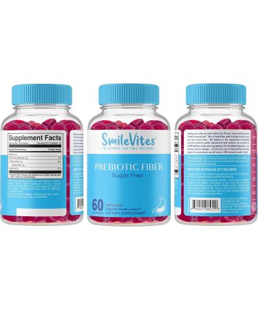 SmileVites Fiber Gummies - Prebiotics for Digestive Health - Natural Berry Flavor - 60 Count Pack - Gluten-Free, Nut-Free, Vegan, GMO-Free, Kosher, Keto - Buy Online on GoSupps.com