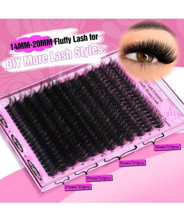 Yawamica Fluffy Lash Clusters - 200D Volume Eyelash Extensions 14-20mm Wispy Individual Lashes | 240pcs DIY for Beginners - Buy Online on GoSupps.com