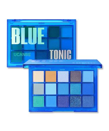 UCANBE Bright Neon Eyeshadow Makeup Palette High Pigmented Eyes Shadow Colorful Vibrant Creamy Make Up Pallets Kit 15 Shades - Blue Tonic