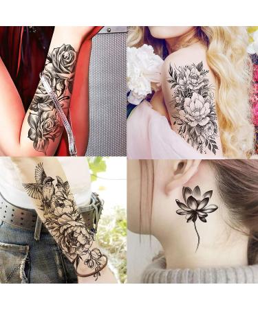 Yezunir 66 Sheets 3D Temporary Tattoos for Women - Owl, Tiger, Flower, Skull, Snake & More | Long Lasting Fake Tattoos for Arm, Sleeve, Thigh - Realistic and Stylish Designs - Buy Online on GoSupps.com
