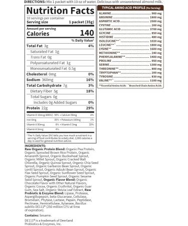 Garden of Life Raw Organic Protein Chocolate Powder - 10 Servings | Vegan & Non-GMO - Buy Online on GoSupps.com