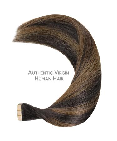 Real Hair Tape Extensions - Balayage Dark Brown to Chestnut Brown 10pcs 30g 55cm - Invisible Smooth Refills #2/6/2 - Buy Online on GoSupps.com