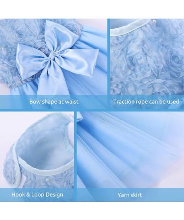 Elegant Asenku Dog Dress - Princess Lace Wedding & Birthday Outfit for Small to Medium Dogs & Cats - Blue - Buy Online on GoSupps.com