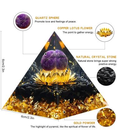 Orgone Pyramid Positive Energy Crystal Pyramid Flower of Life Quartz with Agate Protection Crystals Energy Generator for Stress Reduce Healing Meditation Attract Wealth Lucky (Lotus Purple Gold) - Buy Online on GoSupps.com