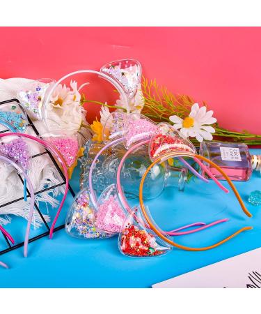 Fishdown Cute Cat Ears Headbands Set for Girls - Non-slip Transparent Quicksand Design (7pcs Per Pack, Color-1) - Buy Online on GoSupps.com