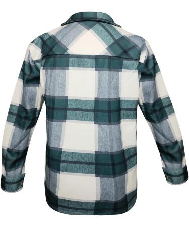 Routinfly Women's Casual Plaid Button Down Wool Blend Shacket Jacket - Spring Autumn Lapel Coat in Green XL | International Shipping Available - Buy Online on GoSupps.com