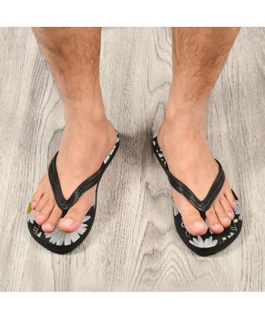 Mnsruu Gold Musical Note Daisy Flip Flops | XL Sandals & Slippers for Men & Women | Perfect for Home Hotel Spa & Travel - Buy Online on GoSupps.com