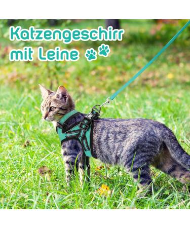 Aokcats Adjustable Cat Leash & Dishes Set | Outbreak-Proof Harness & Soft Reflective Gear for Cats & Rabbits - Green - Buy Online on GoSupps.com