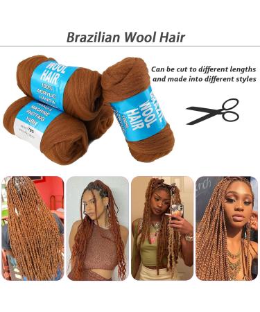 Samtress 2 Roll Brazilian Wool Hair for Braids Acrylic Hand Knitting Yarn for African Crochet Braid/Jumbo Braiding/Senegalese Twist/Faux Locs Twist Wraps Synthetic Fiber Hair Extensions(#13) - Buy Online on GoSupps.com