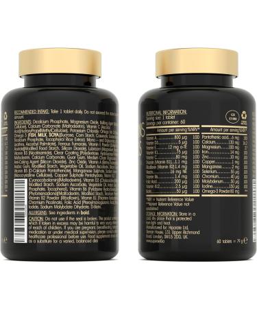 Multivitamin Tablets for Men & Women - Multivitamins and Minerals with Omega 3 - Adult Multi Vitamins Supplements with 100% Daily of Zinc Iron Vitamin D C B12 & 26 Nutrients - 60 Tablets One a Day - Buy Online on GoSupps.com