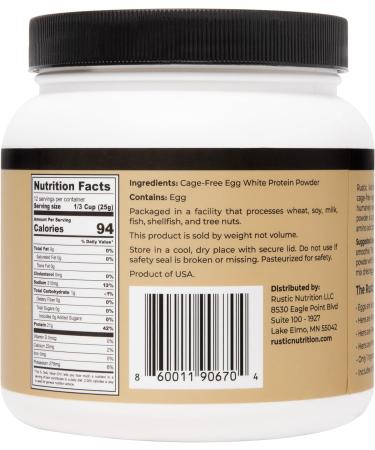 Premium Cage-Free Egg White Protein Powder USA-Sourced 21g Protein Humanely-Raised 0g Fat 0g Sugar 0g Cholesterol (Unflavored 10.5 Oz) Unflavored 10.5 Ounce (Pack of 1) - Buy Online on GoSupps.com