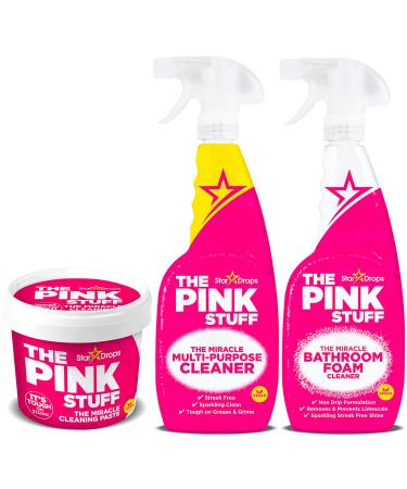 Stardrops - The Pink Stuff - The Miracle Cleaning Paste, Multi-Purpose Spray, And Bathroom Foam 3-Pack Bundle (1 Cleaning Paste, 1 Multi-Purpose Spray, 1 Bathroom Foam) 3 Piece Set