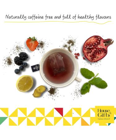 Herbal Tea Gift Set Hamper | 60 Individually Wrapped Bags | 6 Flavours inc. Rosehip & Hibiscus, Peppermint, Green Tea | Tea Lover's Gift - Buy Online on GoSupps.com