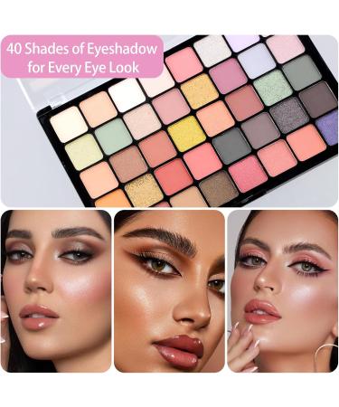 Volumoon Eyeshadow Palette of 40 Colours in Matte and Shimmer Makeup Palette Colourful Matte Glitter Shimmer Nude Powder Eye Makeup Set Gift for Women and Girls - Buy Online on GoSupps.com