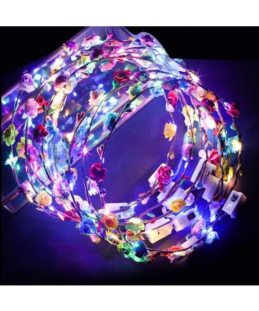 Qoiseys LED Flower Crowns Headbands for Women Birthday Parties Colorful Flower Hair Band For Halloween Christmas Party Costume Hair Accessories (02) - Buy Online on GoSupps.com