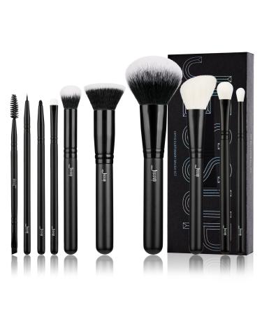 Jessup Makeup Brush Set 10pcs Black Make up Brushes Set Professional with Natural Synthetic Hair for Foundation Blending Blush Concealer Eyeshadow Eyebrow Eyeliner T323 B-T323 - Buy Online on GoSupps.com