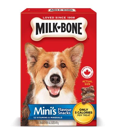 Milk-Bone Flavour Snacks Dog Biscuits Mini Sized Dog Treats Assorted Flavours 475g Boxes (Pack of 12) 39.58 g (Pack of 12) 475g Box (Pack of 12)