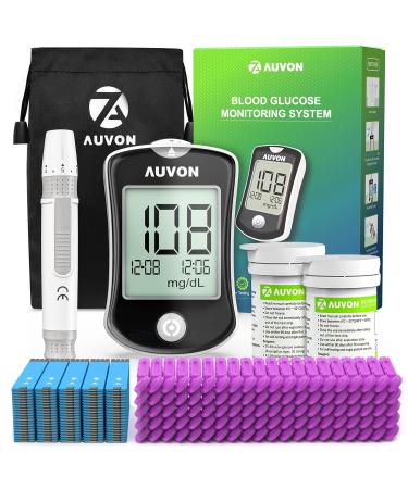 AUVON Blood Glucose Monitor Kit for Test Diabetes - 100 Glucometer Strips