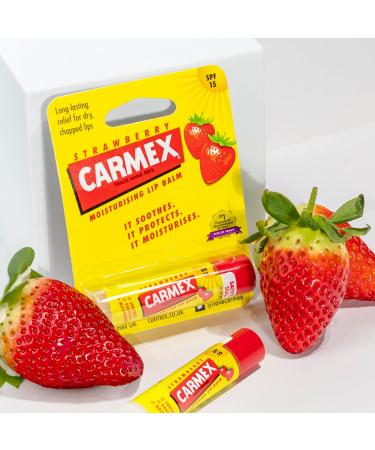 CARMEX Strawberry SPF15 Lip Balm Stick (4.25g) Softens and Hydrates Lips (Pack of 2) 1 (Pack of 2) - Buy Online on GoSupps.com