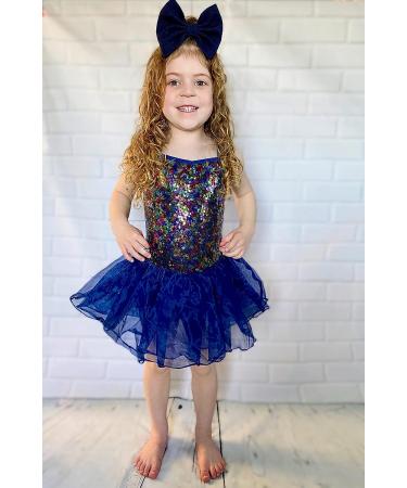 Zaclotre Little Girls Sequin Leotard | Sparkly Navy Ballet Tutu Dress for Kids 8-9 Years - Buy Online on GoSupps.com