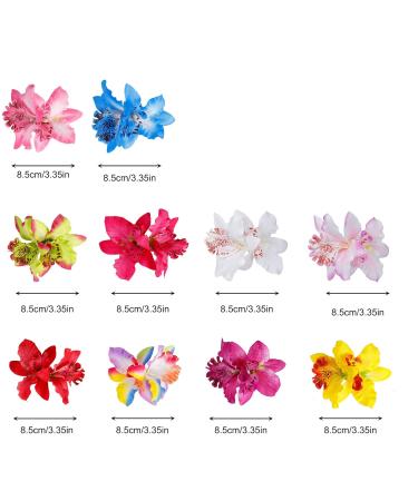 Multicolor Hawaiian Flower Hair Clips - 10 Pcs Dendrobium Orchid for Brides & Girls - Perfect for Weddings & Beach Parties - Buy Online on GoSupps.com