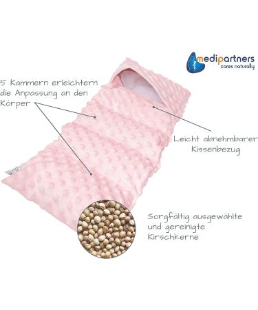 Medi Partners Cherry Core Pillow - 60x20cm 800g Eco-Friendly Minky 5 Chambers for Heat & Cold Therapy - Large Removable Cover in Light Pink - Buy Online on GoSupps.com