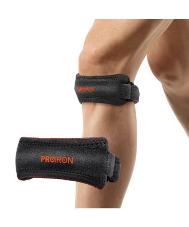 Knee Strap Black & Orang Proiron Tendon Knee Strap Patella Kniebandage Patella tendon bandage adjustable bandage knee for women and men while doing sports black & orange - Buy Online on GoSupps.com