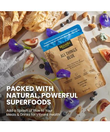 Mavella Blue Spirulina Powder with Butterfly Pea Flower & Blueberry, 100% Vegan Antioxidant Superfood for Immunity, Gut Health & Energy Support, Natural Food Coloring, 100g - Buy Online on GoSupps.com