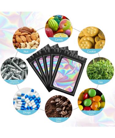 100 pcs Smell Proof Holographic Mylar Bags 4x6 Inch Black - Resealable Foil Pouch for Food Storage, Lipgloss, Jewelry, Eyelash Packaging - Buy Online on GoSupps.com