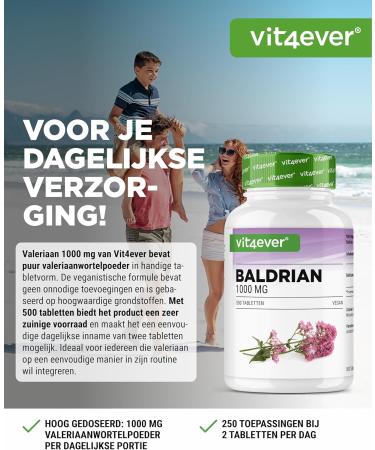 VitaminVersand24 DE Valerian 500 tablets 1000 mg per daily dose Valeriana officinalis real valerian root more than 8 months supply without unnecessary additives high dose vegan - Buy Online on GoSupps.com