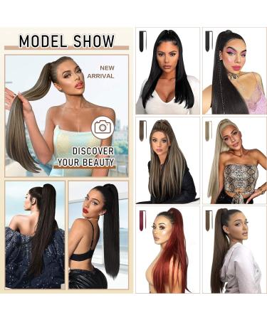 Sofeiyan Long Straight Ponytail Extension 26 inch Wrap Around Ponytail Synthetic Hair Extensions Clip in Ponytail Hairpiece for Women Light Golden Brown & Pale Golden Blonde 26 Inch Light Golden Brown & Pale Golden Blonde - Buy Online on GoSupps.com