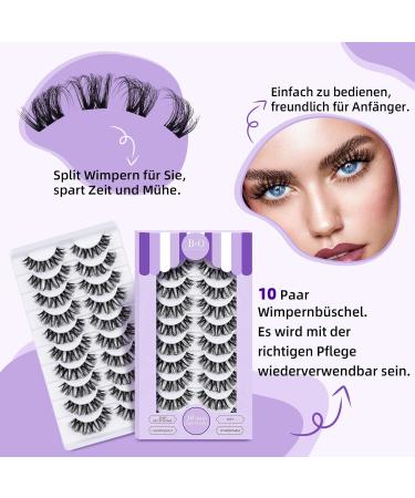 Premium False Eyelashes P07 - 10 Pairs Cat Eye Fluffy Cluster Lashes | Natural DIY Lash Extensions - Buy Online on GoSupps.com