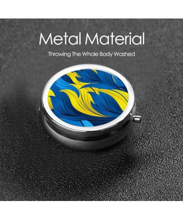 Blue-Yellow Portable Metal Pill Box - Round Mini 3-Compartment Hinged Design for Small Pills - Travel Essential - Buy Online on GoSupps.com