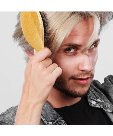 Natural Boar Bristle Wooden Bamboo Hair Brush for Women and Men - Best Paddle Brush for Reducing Hair Breakage - Buy Online on GoSupps.com