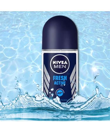 Nivea Men Roll On Anti Perspirant 1.7oz, Pack of 3 - Fresh Active Ocean Extracts, 48hr Protection - Buy Online on GoSupps.com