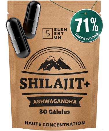 5 elementum Mumijo Shilajit Himalayan High Dosed Capsules - 1000mg Daily 71% Fulvic Acid - Highly Dosed Natural Shilajit - Tested & Certi