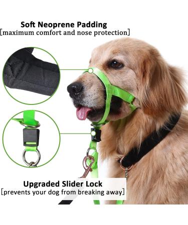 Barkeless Dog Halter for Easy Training & Walks - Soft Handle Pulling Solution Expert Instructions - Size M Green - Buy Online on GoSupps.com
